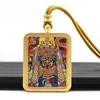 Thangka Dourado Pintado à Mão Parcial Passado e Presente Pingente Thangka Zakhilaam Colar Thangka de Aço Titânio Dez Fases