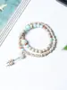 Pulseira Duplo Círculo Bodhi Estrela e Lua para Mulheres, Nova Pulseira de Contas Budista Estilo Chinês, Joias Étnicas de Luxo Leve de Nicho Venda por Atacado
