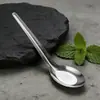 Cuchara sopera de acero inoxidable para comer, cuchara pequeña casera de fondo plano, cuchara para comer de estudiante de cafetería escolar, cuchara sopera, cuchara de hierro