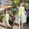Traje de verano para niñas estilo extranjero 2025 Famoso en Internet Top irregular de encaje para bebés Pantalones de pierna ancha para niños