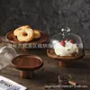 Bandeja de Madera de Acacia Vintage para Pastel Soporte de Exhibición de Mesa de Postres Base Alta de Madera Bandeja de Frutas de Prueba con Tapa Transfronterizo