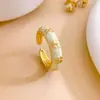 Anillo Ajustable de Trébol de Cuatro Hojas Estilo Europeo y Americano Transfronterizo, Diseño de Nicho de Lujo Ligero, No se Desvanece, Anillo Ajustable