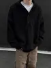 Suéter de Punto con Capucha Estilo Retro Americano Gris 8XL para Hombre, Suéter Grueso de Invierno Estilo Perezoso, Chaqueta Sudadera Capa Interior