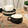 Taza de Leche para Desayuno Estilo Japonés, Taza Mezcladora de Cerámica para Hogar Oficina, Juego de Tazas para Té de la Tarde, Taza de Café Latte y Platillo Caja de Regalo