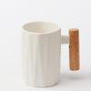 Taza de cerámica con mango de madera de estilo nórdico, creativa, para agua, café, leche, regalo publicitario, logotipo