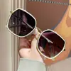 Óculos de Sol Polarizados Femininos Moda Europeia e Americana Armação Grande Metal Óculos de Sol Populares na Internet Alto Nível Anti-UV Estilo Coreano Óculos de Sol