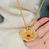 Mismo estilo que Xiaohong, Colgante de Bolso Cerradura Ruyi de Filigrana Antigua de Alta Gama, Moissanita Calcedonia Incrustada Venta Directa de Fábrica