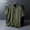 Em estoque Camiseta de manga curta sem costura em tecido de seda gelada, T-shirt de verão masculina sem marca, cor sólida, camisa POLO, toque gelado, sem marca