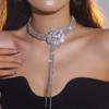 Collar de cristal con borlas y flores grandes de diamantes brillantes de lujo transfronterizos de Europa y Estados Unidos para mujer, accesorios de baile