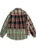 Camisa 2025 para Homens e Mulheres Outono e Inverno Nova Original Dopamine Wear Xadrez Multicolorido Cor Contrastante Solta Tendência Jaqueta