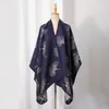 Xale de Alta Qualidade com Estampa de Folha de Ginkgo para Mulheres, Lançamento Quente da Fábrica, Design Original, Dupla Face, Tamanho Grande que Pode Ser Usado como Cardigã