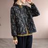Chaqueta Acolchada de Algodón y Lino con Estampado Floral Nueva para Otoño e Invierno para Mujer, Abrigo de Algodón Cálido, Estilo Literario Retro, Top Holgado de Manga Larga Venta al por Mayor