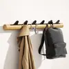 KAPANOU Cabideiro de Parede com 6 Ganchos, Cabideiro de Madeira Rústica com Ganchos de Metal Reforçado para Toalhas, Chapéus, Mochilas, Cabides para Porta, Banheiro, Quarto, Hall de Entrada (Marrom Madeira / Branco)
