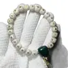 Pulsera Auténtica de Semillas de Bodhi Estrella y Luna de Hainan, Semillas de Bodhi Blancas Naturales de Alta Densidad, Pulsera de Círculo Único para Meditación y Adoración