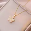 Colar Feminino Moda Nicho Novo Design Pingente Celebridade da Internet Flor de Zircônia Bauhinia Rotativa Temperamento Colar de Aço Titânio