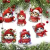Decoraciones navideñas transfronterizas de gatos, adornos de madera hechos a mano con colgantes de patrón festivo de gato