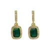 Pendientes de Lujo con Gema Esmeralda de Celebridad, Pendientes Cuadrados de Diseño Moderno y Personalizado, Suaves, Elegantes y Retro