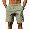 Amazon Europa e América Masculino Linho Respirável Casual Esportivo Shorts de Praia Férias de Verão Soltos Cordão Bermuda