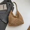 Estilo Perezoso Relajado Bolso Tejido de Gran Capacidad para Mujer Verano Vacaciones en la Costa Bolso de Hombro Único Bolso Tote Tejido de Paja