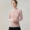 Suéter de malha 100% caxemira pura com gola alta discreta e corte slim para mulheres, peça básica de manga comprida para o outono e inverno, para o dia a dia
