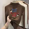 Y2358# Blusa de Outono Estilo Western para Meninas Camada Base Quente Nova Roupa Infantil para Meninos Veludo Gola Meia Alta