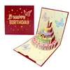 Borboleta de desenho animado ins presente de aniversário cartão de felicitações criativo fofo cartão de bênção de bolo 3D envelope
