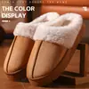Zapatillas de Algodón Grueso de Felpa para Pareja Antideslizantes de Suela Gruesa con Puntera para el Hogar Cálidas Zapatillas de Felpa de Celebridad de Internet Otoño e Invierno