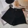 Nuevos Shorts de Mezclilla de Cintura Alta Estilo Coreano para Mujer Pequeños Delgados Sueltos Adelgazantes Casuales Dobladillos Pierna Ancha Pantalones Cortos Ajustados para Verano