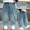 Pantalones Vaqueros de Primavera y Otoño para Niños Estilo Coreano Infantiles Elegantes Versátiles de Corte Curvo Holgados Modernos Largos para Niños Pequeños Comercio Exterior