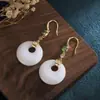 Aier Yuan Diseño de Nicho Chapado en Cobre Oro de 24 Quilates Hebilla de Paz Jade Imitación Hebillas de Oreja Estilo Chino Accesorios para Orejas Hanfu