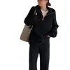 Conjunto de suéter casual tipo pullover europeo y americano para mujer, nuevo estilo otoño e invierno, holgado y adelgazante, conjunto de dos piezas con pantalones de punto de pierna ancha