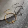 Pulsera de Acero Inoxidable 304 con Colgante de Doble Orificio con Patrón Redondo Concéntrico Continuo Cuadrado Cortado de Venta Caliente Transfronteriza Cadena Figaro