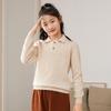 Suéter de lana para niños de otoño e invierno, suéter para niños y niñas medianos y grandes, suéter de color sólido, cuello polo, suéter de cachemira grueso y cálido con fondo grueso
