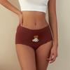 Venta al por mayor transfronteriza ropa interior para dama sin costuras de cintura media con entrepierna de algodón para mayor comodidad, calzones con estampado de dibujos animados para mujer
