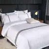 Conjunto de quatro peças de roupa de cama de hotel cinco estrelas, linho branco puro, conjunto especial de lençol e capa de edredom de três peças para pousadas