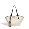 2026 Bolso de Hombro Minimalista de Gran Capacidad, Bolsillo Pequeño, Patchwork de Lino, Bolso de Mano Casual Perezoso, Bolso de Mano Estilo Coreano para Viajar
