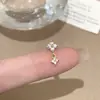 Brincos de Tarraxa com Franja de Flor em Prata Esterlina S925 para Mulheres Design Japonês Simples Brilhante Diamante Moda Luxo Leve Versátil High-End Brinco