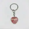 Llavero de Piedra Natural Cristalina con Forma de Corazón de 20 mm Colgante para Bolsa Accesorios para Collares DIY Colgante de Corazón Joyería de Corazón de Melocotón
