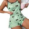 Pijama de Verano para Mujer Europeo y Americano Transfronterizo Dos Piezas Sexy Casual Camisola Chaleco Shorts Ropa de Casa Traje Lote