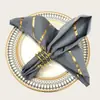 Suministro de Servilletas Cuadradas Estilo Americano, Servilletas de Tela Oxford de 20*20 Pulgadas con Rayas Estampadas en Oro, Servilletas Estilo Western, Venta al por Mayor de Fábrica