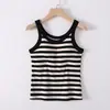 Nueva Camisola Fina de Rayas para Primavera y Verano con Copas para Mujer, Estilo Popular para Usar en Capas