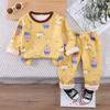 Traje de ropa interior para niños otoño e invierno hombres y mujeres forrado de polar engrosado ropa de otoño pantalones largos estampado de dibujos animados ropa de casa cálida traje de dos piezas