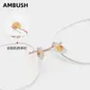 Gafas de Prescripción Ambush Nuevas Sin Marco con Borde Cortado, Gafas Cuadradas de Titanio Puro Estilo Chino Nuevo para Mujer