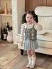 Camisola de Punto para Niña Estilo Coreano de Nicho, Camisola con Lazo para Bebé Estilo Miu, Camiseta sin Mangas Gris Estilo Preppy