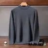 Nuevo suéter de cachemira para otoño e invierno para hombre, jersey, color liso, cuello semi-alto, suéter de lana, estilo de negocios, talla grande, suéter de capa base