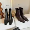 Celebre o Festival do Meio Outono! Botas elásticas de salto grosso e bico quadrado, botas justas, nova coleção outono 2026, botinhas com forro de fleece, botas femininas plus size, tamanhos 34-42