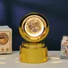 Bola de Cristal Transfronteiriça Base Giratória com Textura de Madeira Luminária Noturna Brilhante Lâmpada do Céu Estrelado 3D Decoração de Mesa Presente Criativo de Feriado