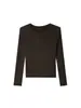 EVERTRUE 2026 Otoño/Invierno Estilo Old Money Tejido de Lana Nuevo para Mujer Camiseta de Manga Larga Ajustada 35455