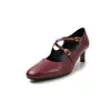 Zapatos de tacón alto de moda de nicho de 5.5 cm, nuevo modelo de verano 2026, punta redonda, tacón grueso, tira cruzada, elegantes zapatos pequeños de cuero