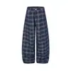Pantalones de Pierna Ancha con Pliegues Dobles Estilo Retro a Cuadros para Hombre Otoño/Invierno Sueltos con Caída Casual a Cuadros Pantalones Largos